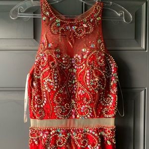Red sparkly prom dress
